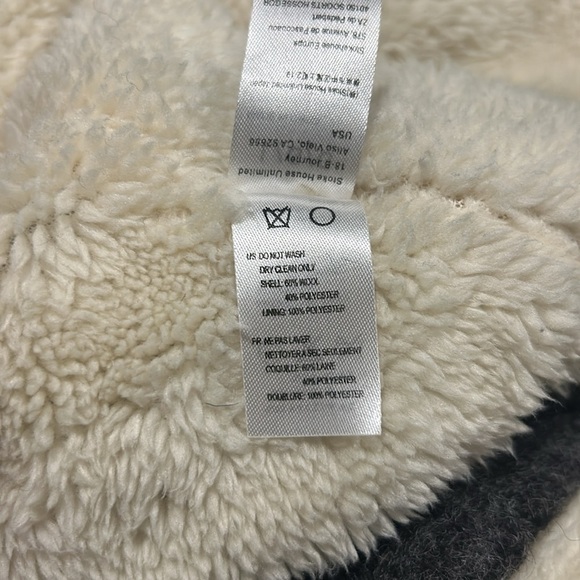 Amuse Society Women’s Grey Striped Wool Sherpa Lined Button Front Jacket Large - Picture 10 of 10